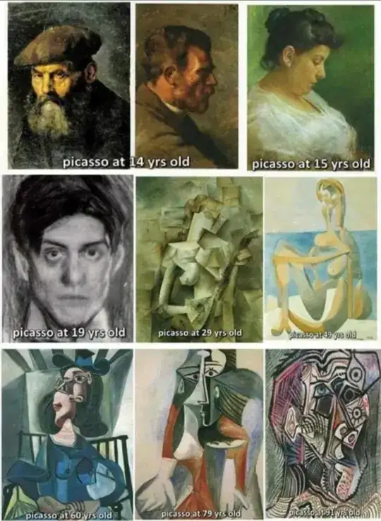 Picasso images from 14 to to 91