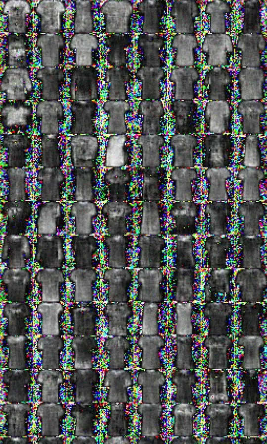 Generated FashionMNIST clothes with noisy background