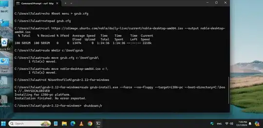 Using Windows CMD, notepad and the sudo command to boot from the Ubuntu ISO file located in the C partition (without USB or another partition)