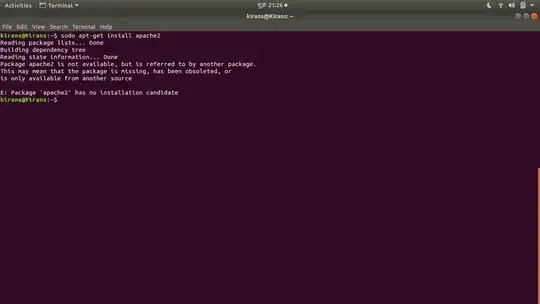 Screen shot of error while installing apache2