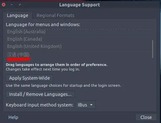 screenshot of Language Support