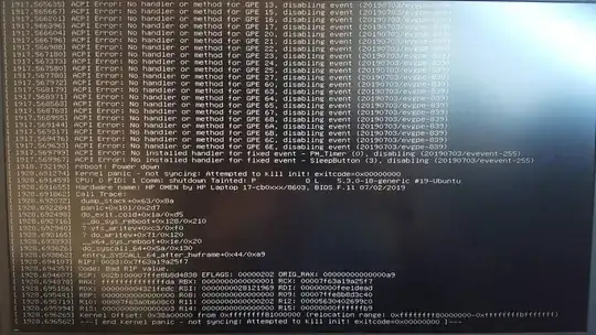 20.04 - Black screen with ACPI error