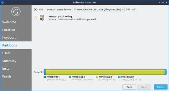 Lubuntu installer screenshot with manual partitioning option only