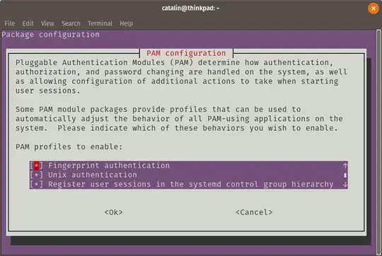 package configuration for PAM