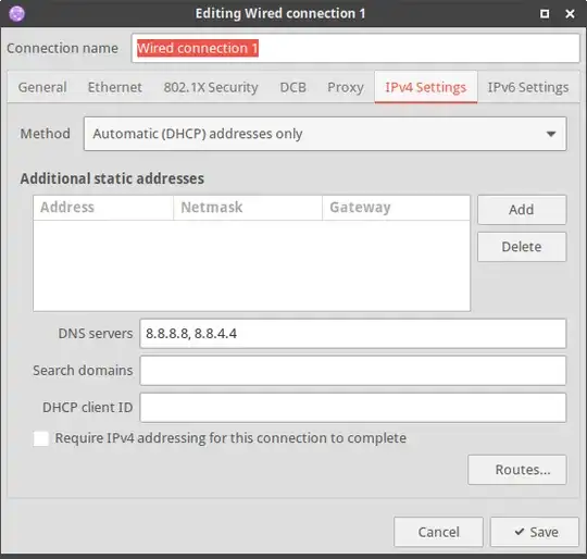 Ethernet connection settings