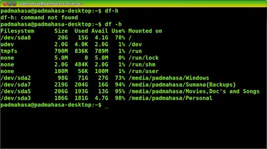 output of df -h