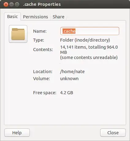 .cache folder specs