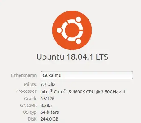 Screenshot of my system details