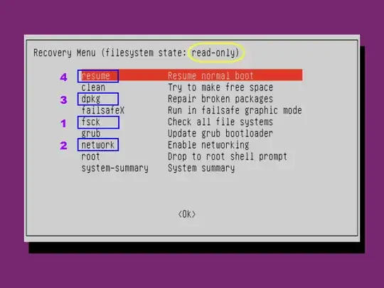 Ubuntu RecoveryMode menu Ubuntu RecoveryMode menu