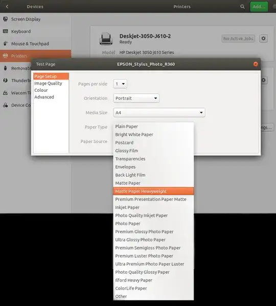 paper types drop down
