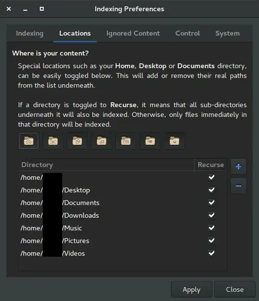 Locations tab