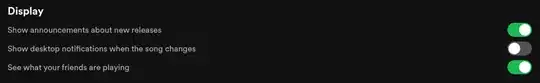 Display options for Spotify