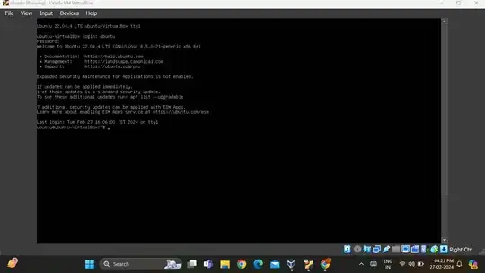Screenshot Of the ubuntu screen