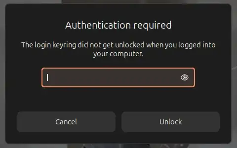 screenshot of keyring window
