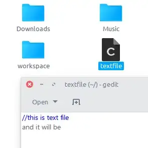 Nautilus simple text file as C source code file