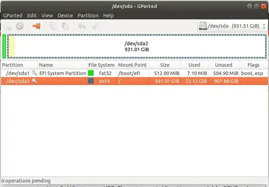 GPARTED screen