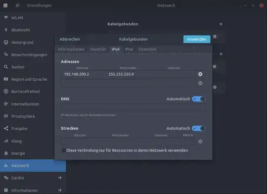Laptop Ethernet settings