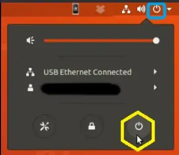 top panel, far right corner of GNOME3