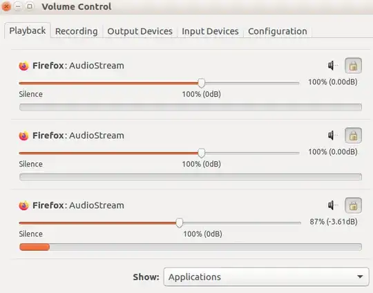 screenshot of Playback tab in Volume Control