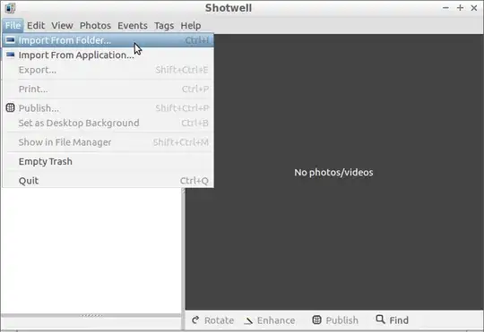 Screenshot of the Import from Folder menu item in the File menu of Shotwell.