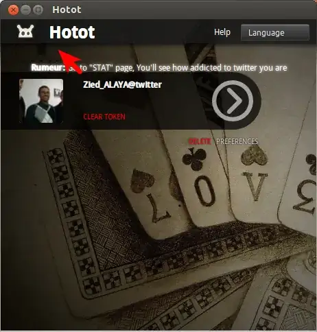 screenshot of Hotot showing faded plus sign at upper-left corner