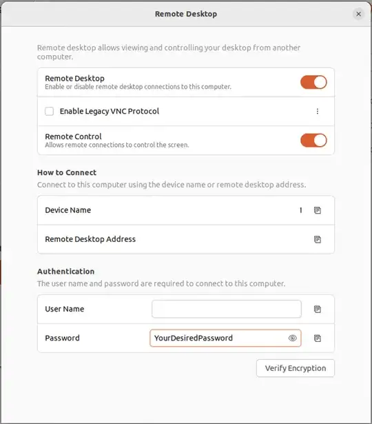 set a new RDP password