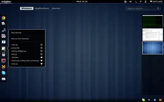 Screenshot of jump lists in Activities overlay