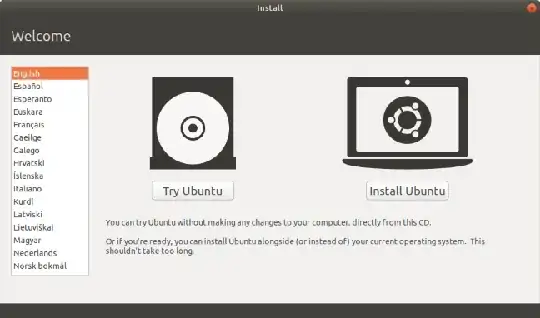 Ubuntu installer Welcome screen