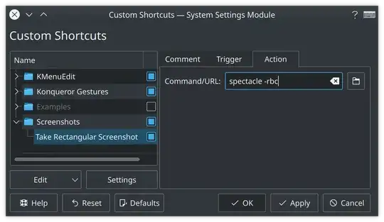 Custom Shortcuts setting shortcut action to command