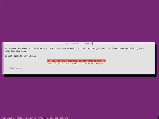 Partition Setup screen with RAID option