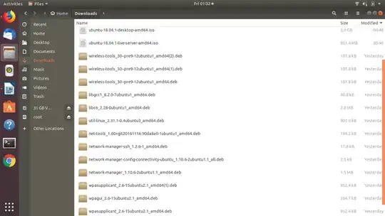 Screenshot showing downloaded iso and deb files