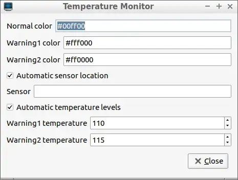 settings panel