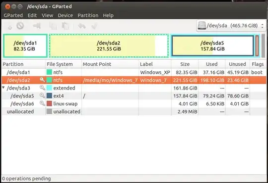 screenshot of gparted
