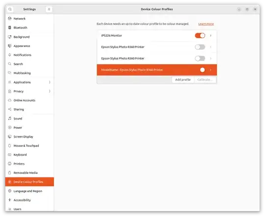 device colour profiles panel
