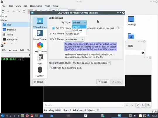 Lubuntu 19.10 LXQt Appearance window