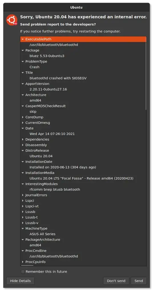 report error with bluetoothd