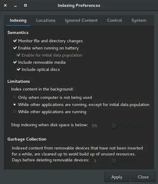 Indexing tab