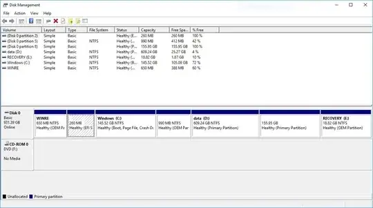 partitions seen in Windows