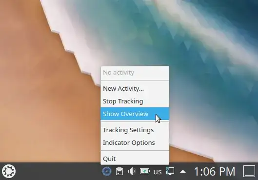 Hamster with Indicator on Kubuntu 20.04 LTS