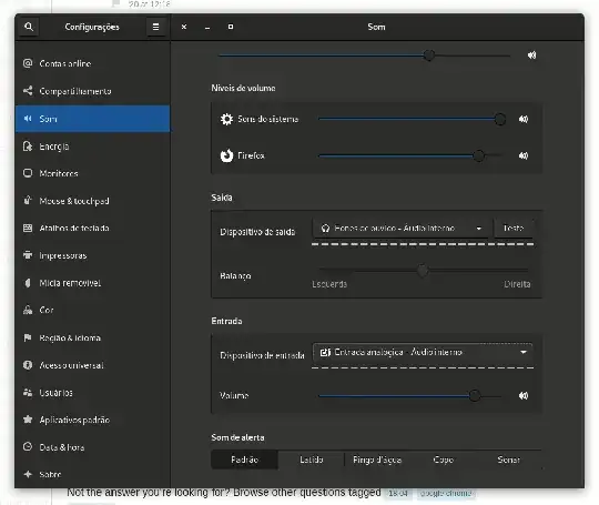 An animated GIF where the GNOME's "Sound" settings show a chosen microphone not working. Then I change it to another input device, and a bar below it starts flickering in red following sounds I make close to the microphone.