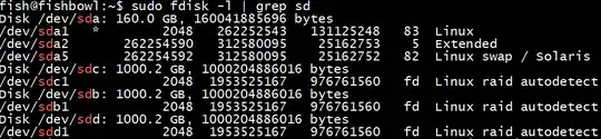 View of disk partitions