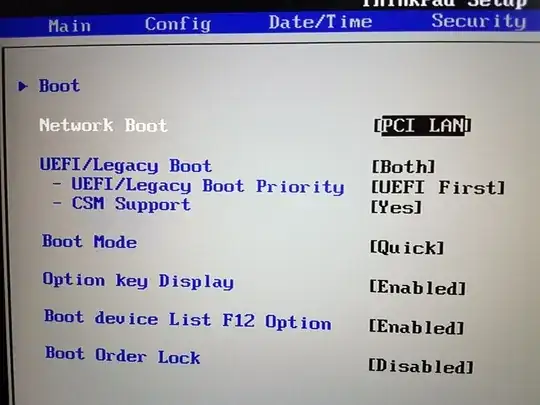 Screenshot: UEFI boot settings