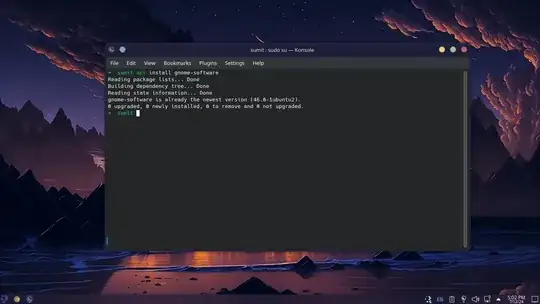 terminal showing that installation of gnome-software was successful
