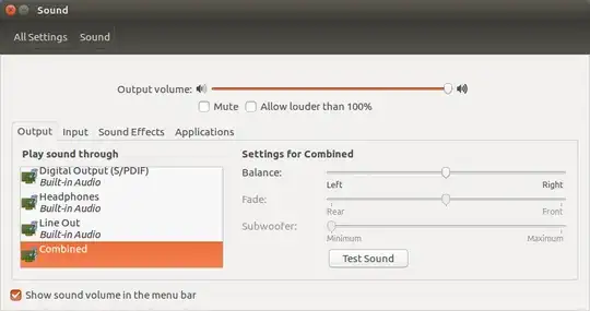 Sound settings with combined device