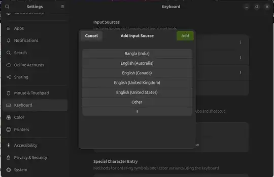 Setting page screenshot