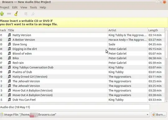 Brasero Audio CD project Window