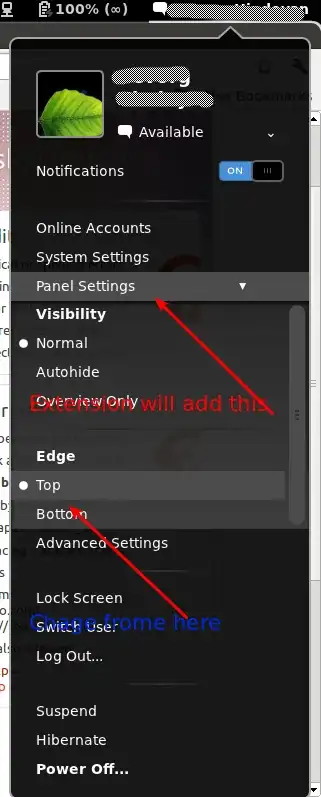 menu that has been added by extension