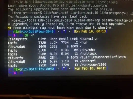 here's result of df -h