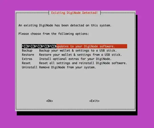 Whiptail menu not responding to key presses