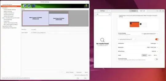 Nvidia settings and display settings